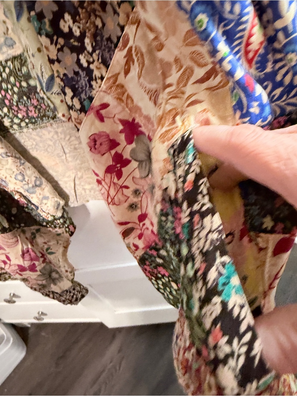 Young Threads Patchwork Floral Open Jacket - Pink Multi - Picture 6 of 12